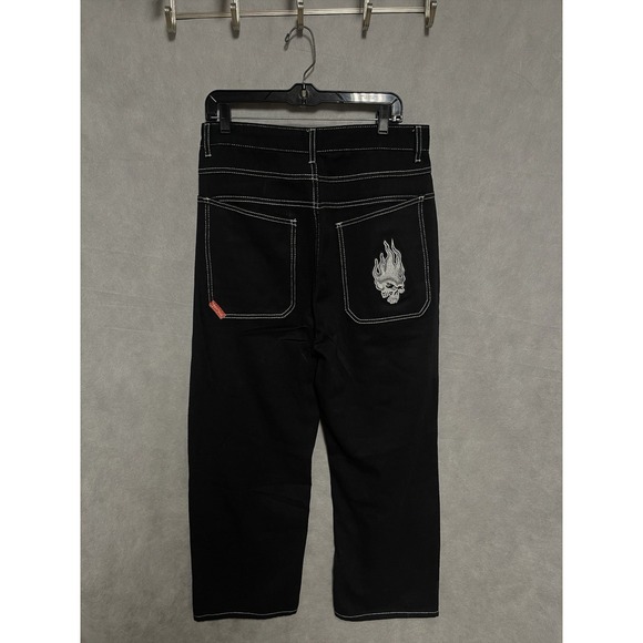 JNCO Jeans Men 32X27 Black Baggy Hip Hop Skate Streetwear Denim Skull‎ Wide Leg - Picture 9 of 10
